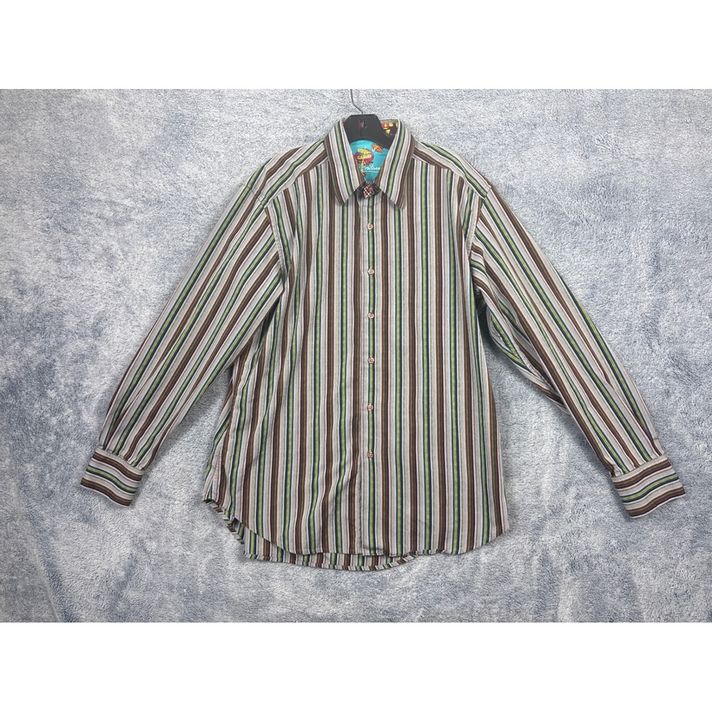 Robert Graham Haight Ashbury Stripe Shirt Mens Large Long Sleeve EUC